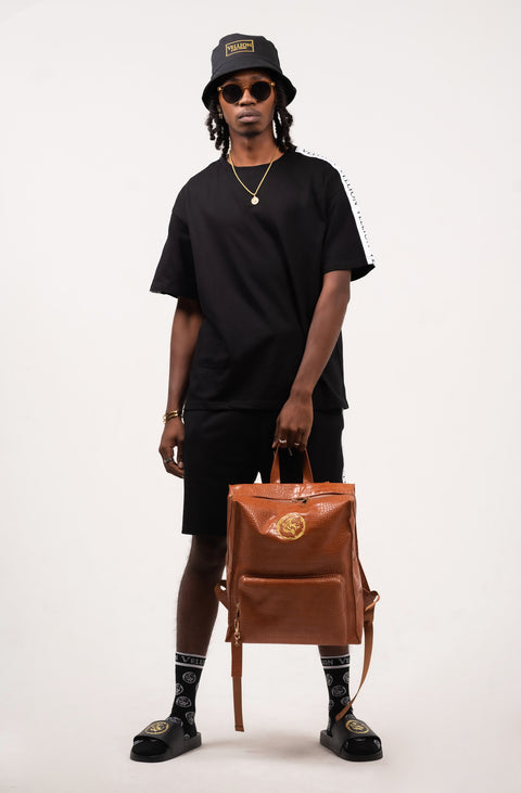 Lion Head Leather Backpack